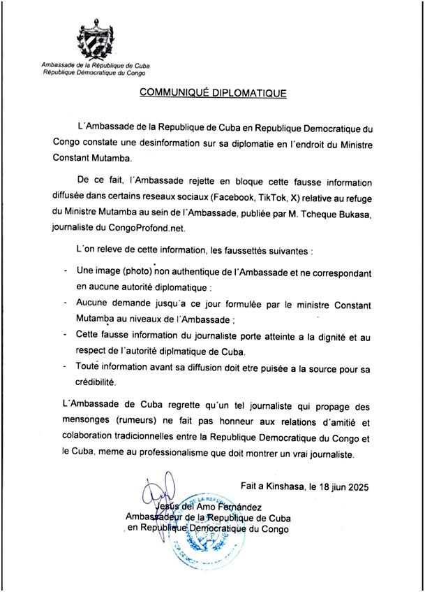 Constant Mutamba : l’ambassade de Cuba dément toute demande d’asile, l’ex-ministre se prépare à son procès 13 52 22