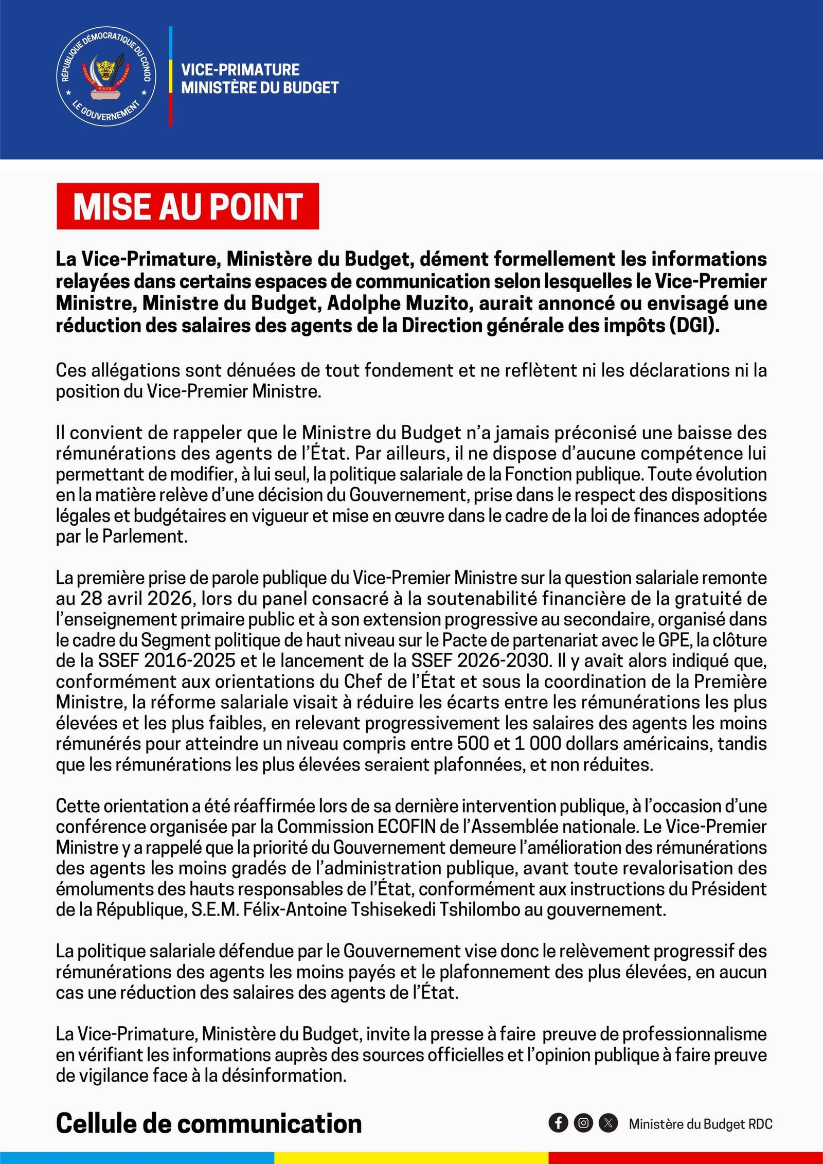 Mise au point Budget