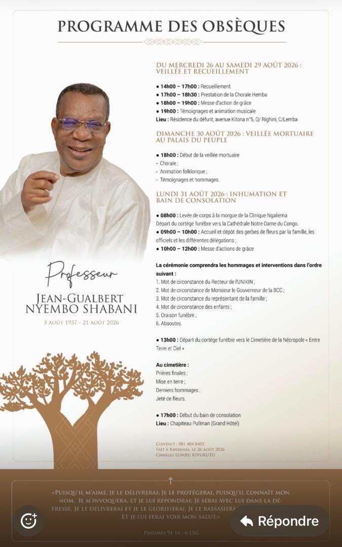 Hommage à Jean Nyembo Shabani : Sylvestre Ilunga Ilunkamba salue la mémoire du « dernier de ses mentors » et d’un géant de l’État congolais 3 Necro bon