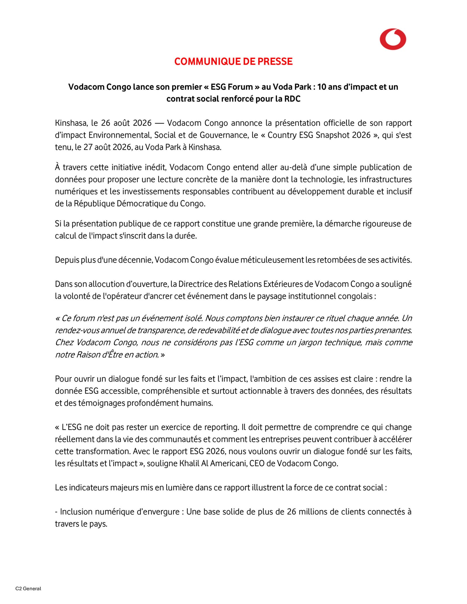 Vodacom Congo lève le voile sur 10 ans d’impact : un "ESG Forum" pour sceller un nouveau contrat social en RDC 5 VDC1 scaled