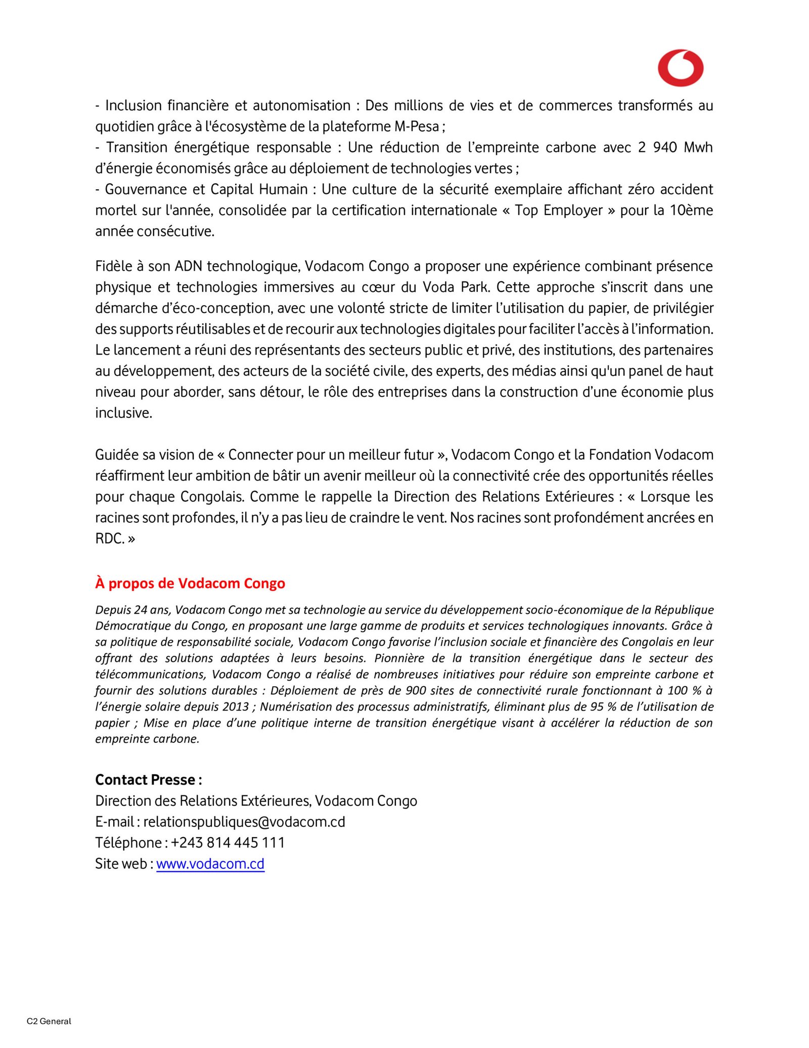 Vodacom Congo lève le voile sur 10 ans d’impact : un "ESG Forum" pour sceller un nouveau contrat social en RDC 6 VDC2 scaled